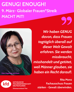 Rita Monz ruft zum Frauenstreik am 9. März auf.