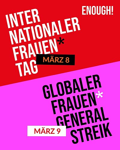 Einladung zum Internationalen Frauentag und zum Frauenstreik