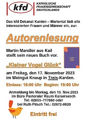 Flyer Autorenlesung kfd-Dekanat Karden-Martental